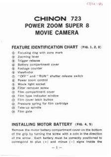 Chinon 723 manual. Camera Instructions.