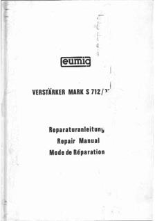 Eumig S 712 manual. Camera Instructions.