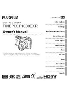 Fujifilm Finepix F1000EXR manual. Camera Instructions.