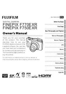Fujifilm FinePix F750 EXR manual. Camera Instructions.