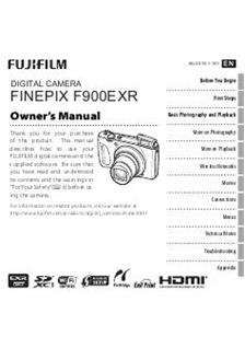 Fujifilm FinePix F900 EXR manual. Camera Instructions.