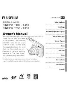 Fujifilm FinePix T400 manual. Camera Instructions.