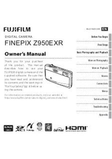 Fujifilm FinePix Z950 EXR manual. Camera Instructions.