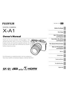 Fujifilm X A1 manual. Camera Instructions.