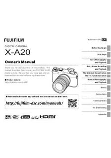 Fujifilm X A20 manual. Camera Instructions.