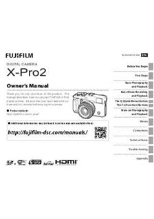 Fujifilm X Pro 2 manual. Camera Instructions.