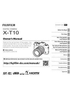 Fujifilm X T10 manual. Camera Instructions.