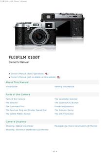 Fujifilm X100T manual. Camera Instructions.