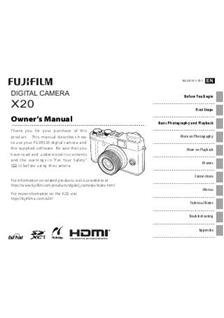 Fujifilm X20 manual. Camera Instructions.