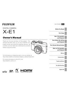 Fujifilm X E1 manual. Camera Instructions.