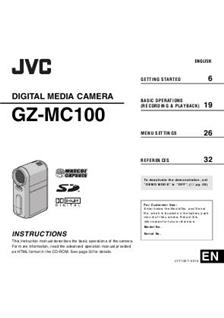 JVC GZ MC 100 manual. Camera Instructions.