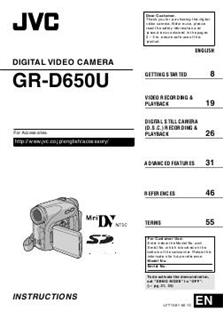 JVC GR D 650 manual. Camera Instructions.