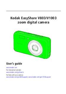 Kodak Easyshare V 1003 manual. Camera Instructions.