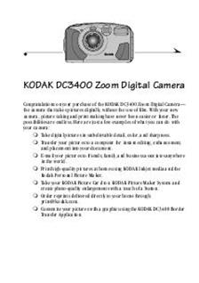 Kodak DC 3400 manual. Camera Instructions.
