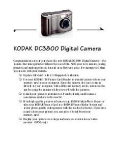Kodak DC 3800 manual. Camera Instructions.