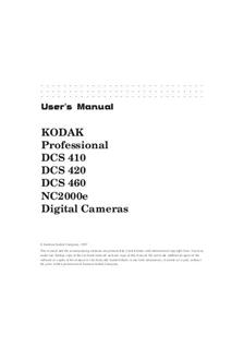 Kodak DCS 420 manual. Camera Instructions.