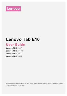 Lenovo Tab E10 manual. Camera Instructions.