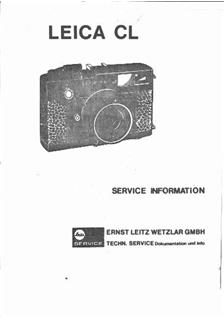 Pli Marks Et Usure Leica Leitz Leica CL Instruction Livre 213147 
