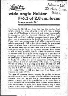 Leica 28/6.3 manual. Camera Instructions.