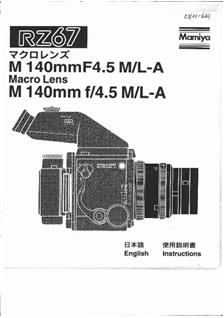 Mamiya RZ 67 - System manual. Camera Instructions.