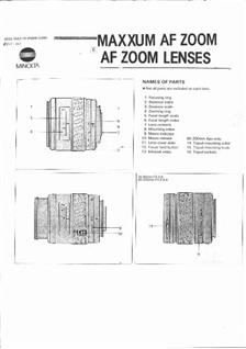 Minolta 70-210/4.5-5.6 manual. Camera Instructions.