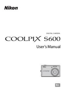 Nikon Coolpix S600 manual. Camera Instructions.
