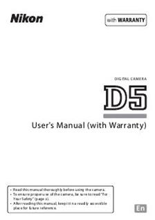 Nikon D5 manual. Camera Instructions.