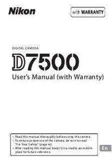 Nikon D7500 manual. Camera Instructions.