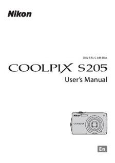 Nikon Coolpix S205 manual. Camera Instructions.
