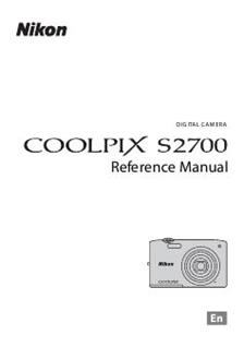Nikon Coolpix S2700 manual. Camera Instructions.