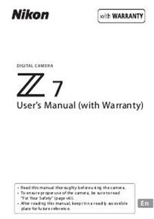 Nikon Z 7 manual. Camera Instructions.