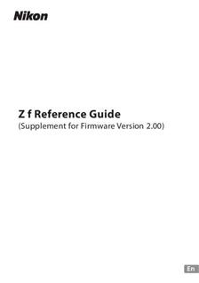 Nikon Zf manual. Camera Instructions.