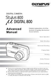 Olympus Mju Digital 800 manual. Camera Instructions.