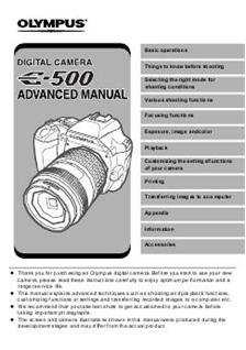Olympus E 500 manual. Camera Instructions.