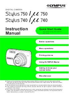 Olympus Mju Digital 740 manual. Camera Instructions.