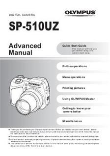 Olympus SP 510 UZ manual. Camera Instructions.