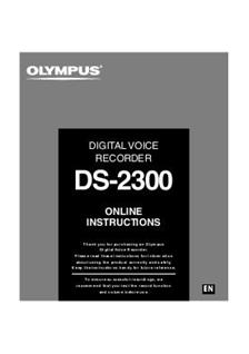 Olympus DS 2300 manual. Camera Instructions.