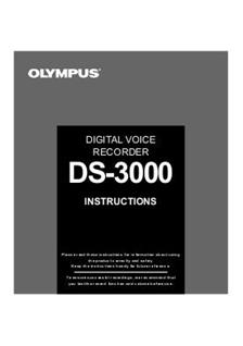 Olympus DS 3000 manual. Camera Instructions.