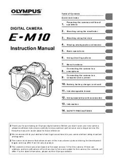 Olympus OM D E M10 manual. Camera Instructions.
