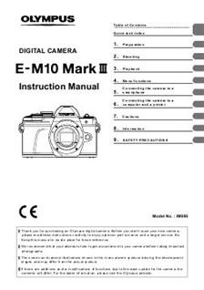 Olympus OM D E M10 MK III manual. Camera Instructions.