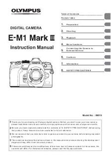 Olympus OM D E M1 MK III manual. Camera Instructions.