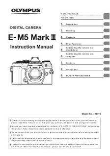 Olympus OM D E M5 MK III manual. Camera Instructions.