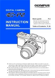 Olympus E P2 manual. Camera Instructions.
