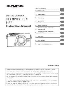 Olympus Pen E P7 manual. Camera Instructions.