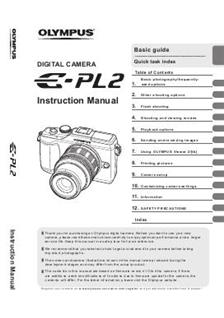 Olympus E PL2 manual. Camera Instructions.