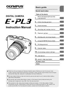 Olympus E PL3 manual. Camera Instructions.