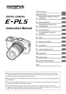 Olympus E PL5 manual. Camera Instructions.