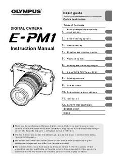 Olympus E PM1 manual. Camera Instructions.