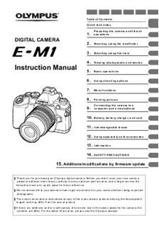 Olympus OM D E M1 manual. Camera Instructions.