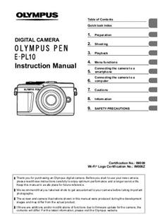 Olympus E PL10 manual. Camera Instructions.